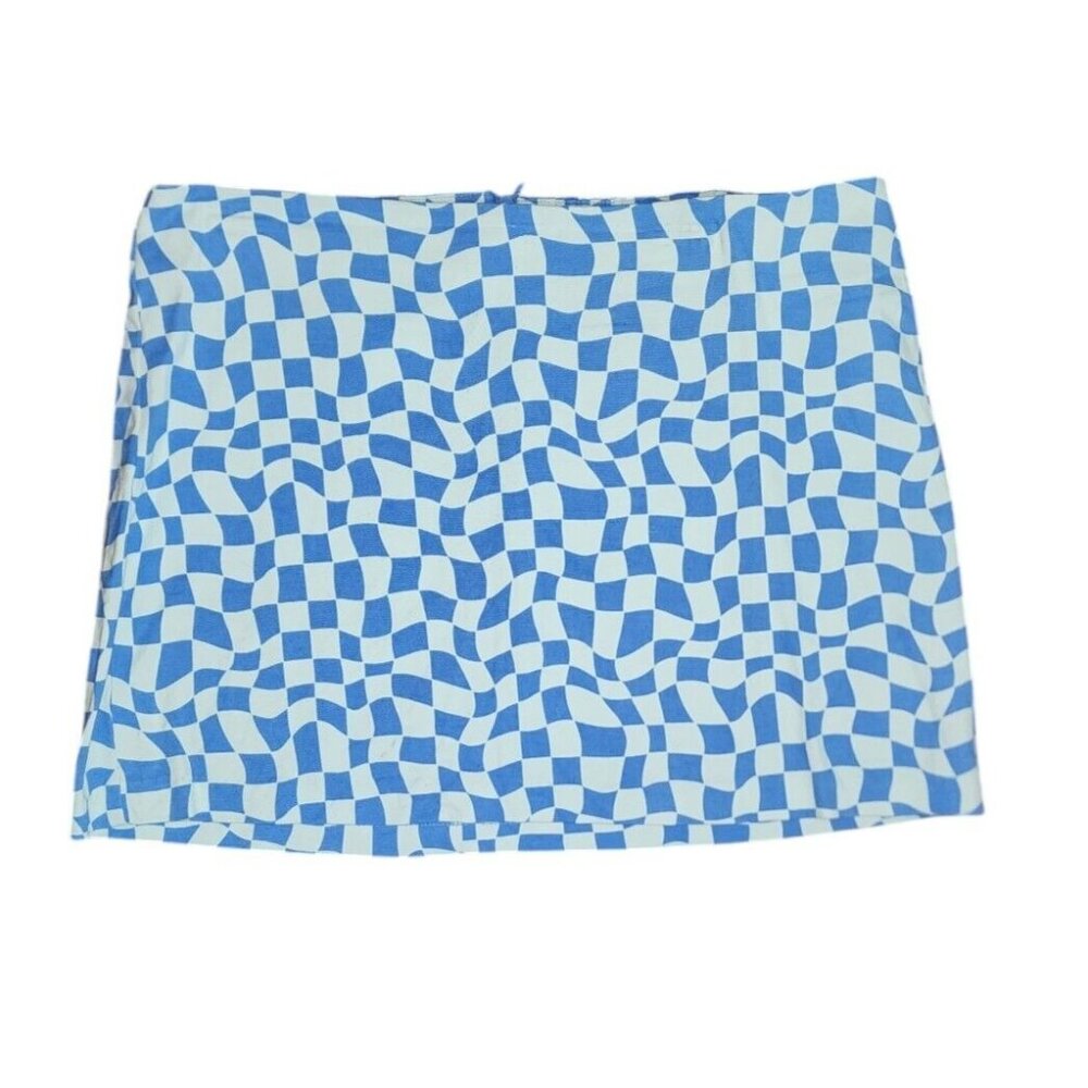Stitch & Pine‎ Skirt Womens Size XL Blue Geometric Zip Back Mini Pencil